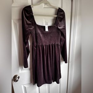 NWT smocked velvet mini dress